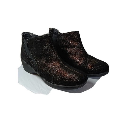 Skechers Womens Ankle Boots Booties Black Leather Sparkle Pull Ons 8 - Picture 2 of 8